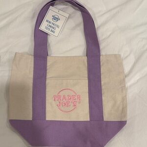 Trader Joe's Purple and Cream Canvas Tote